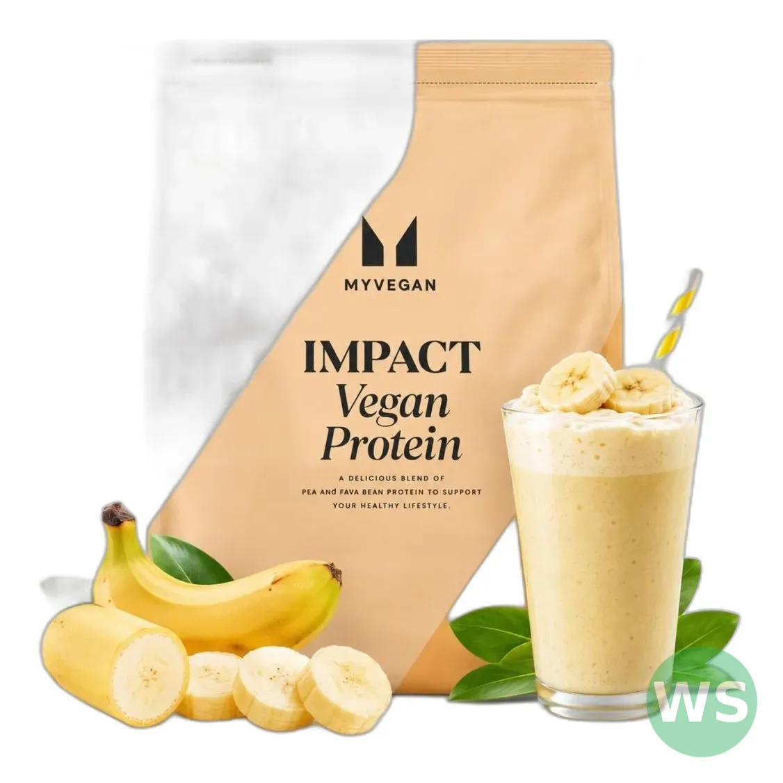 Białko wegańskie grochowe i bobowe 1 kg banan — zdjęcie 1